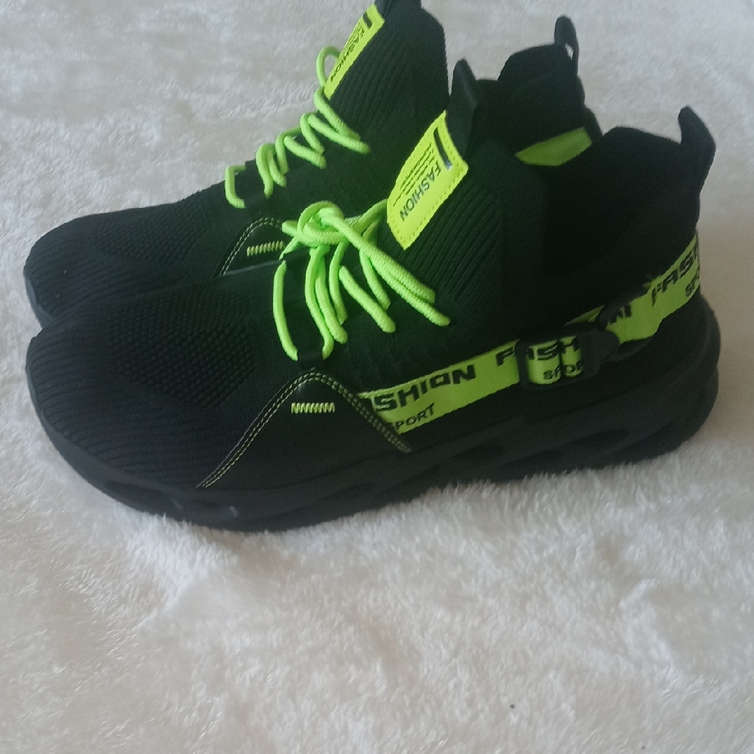 Fashion Brand Company Black And Neon Green Athletic Shoes